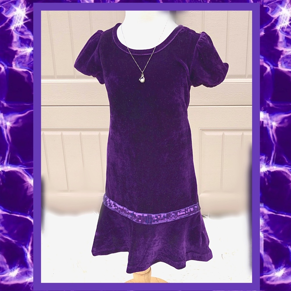 HOLIDAY EDITIONS Purple Velvet Dress-Girl Size 4/5